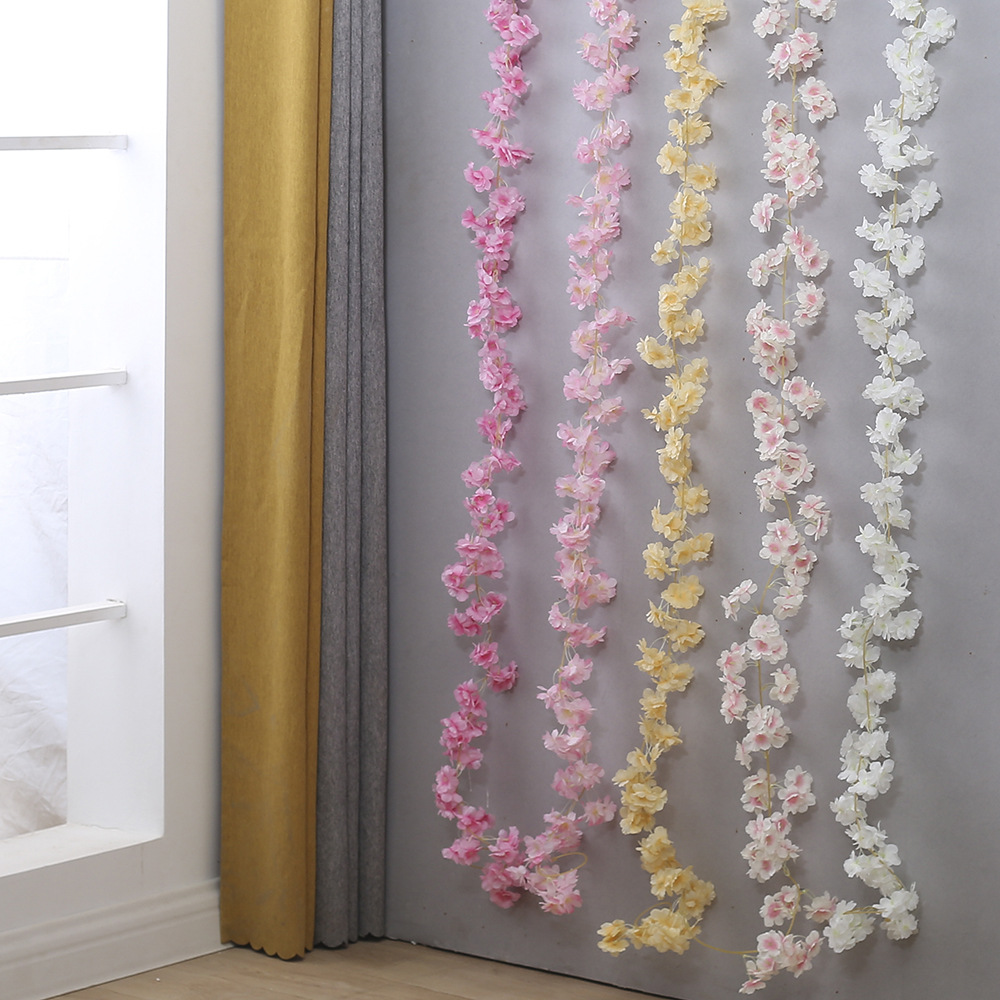 Picture of Cherry Blossom Rattan Flower Winding Air Conditioning Duct Vine Shaded Flower Tree Simulation Peach Blossom Decorative Flower Vine Artificial Flower Vane