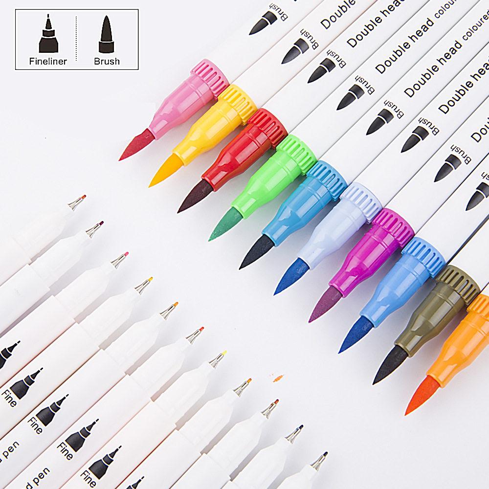 Picture of Amazon Double-Headed Hook Pen Color Marker Pen Soft-Head Watercolor Pen Art Supplies Children's Gift Painting Set