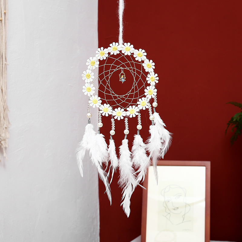Picture of Girly Heart White Love Dream Catcher Sweet Love Dream Catcher Aerial Pendant Opening Decoration Creative Pendant