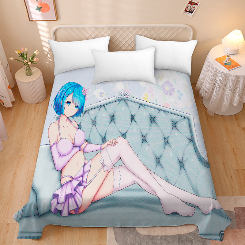 Picture of Anime Two-Dimensional Anime Rem Picture Gentleman 3D Beauty Bed Bed Sheets Single Piece Student Dormitory 1.9m
