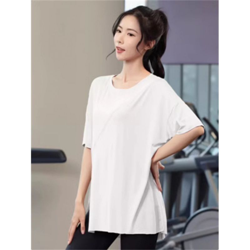 Picture of Cross-border Yoga Clothing Sports Loose Blouse Short-sleeved T-shirt Women's Summer New Loose Split Crewneck Pullover Trend