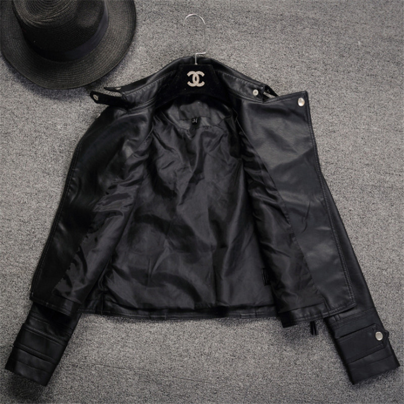 Picture of New Slim-Fit Lapel Leather Women's Short Coat Women's PU Jacket Bike Clothing Women's Clothing