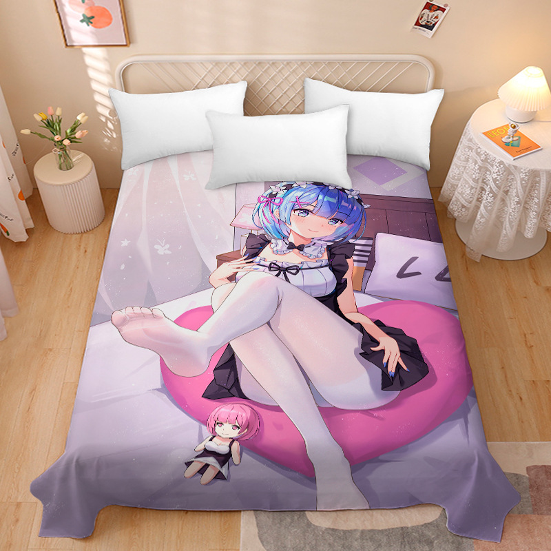 Picture of Anime Two-Dimensional Anime Rem Picture Gentleman 3D Beauty Bed Bed Sheets Single Piece Student Dormitory 1.9m