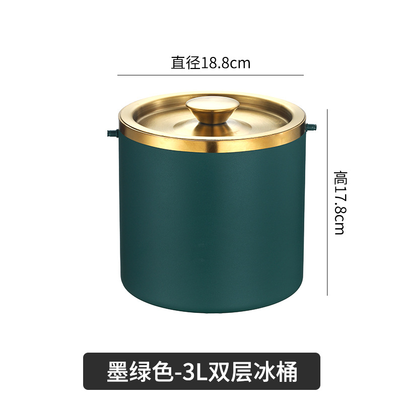 Picture of Amazon Stainless Steel Double-Layer Ice Bucket Bar Champagne Red Wine Beer Commercial Ice Bucket Stainless Steel Bucket