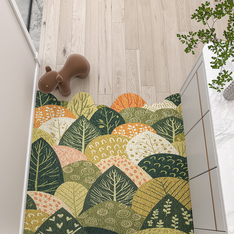 Door Wire Loop Floor Mat PVC Foot Mat Home Entrance Living Room Entrance Living Room Bathroom Household Anti-Slip Mat Can be Cut
