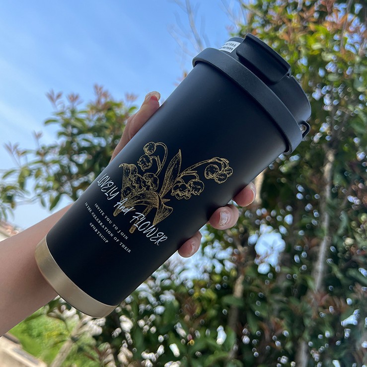 Picture of Coffee Thermos Cup 316 Stainless Steel Liner Simple and Fashionable Double Drinking Cup with Straw Water Cup Gift Logo Customization