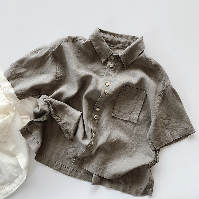 Picture of Smooth Cotton Cool Summer Children's Thin Shirt 2025 Boys and Girls Korean Style Distinctive Short-sleeved Top Trendy Children's Wear