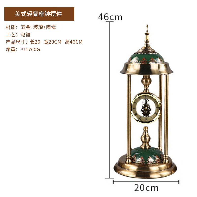 Picture of American Clock Table Clock Living Room Ornaments Thickeneded Luxury Retro Table Clock Bedroom Accessible Luxury Special Clock Desktop Ornaments