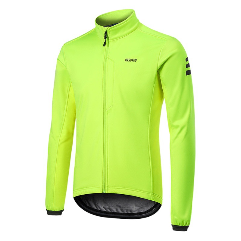 Autumn and Winter bicycle mountain bike cycling clothing three-layer composite fleece men's windproof warm fleece jacket top Stand Collar