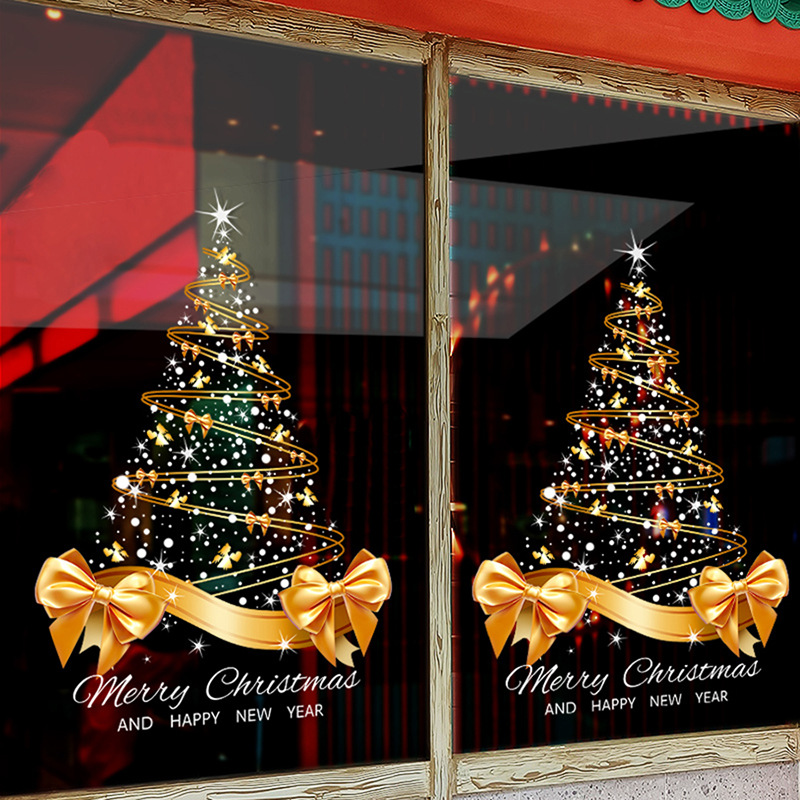 Amazon Christmas Decoration Layout Electrostatic Stickers Christmas Tree Window Glass Stickers Cross-Border Customizable