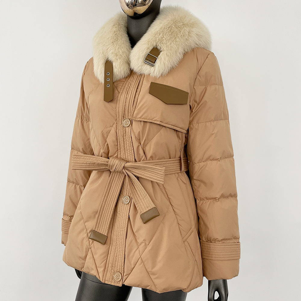 Picture of Korean version of big fur collar down jacket women 2024 new fashion short waist fashion western style thick warm coat