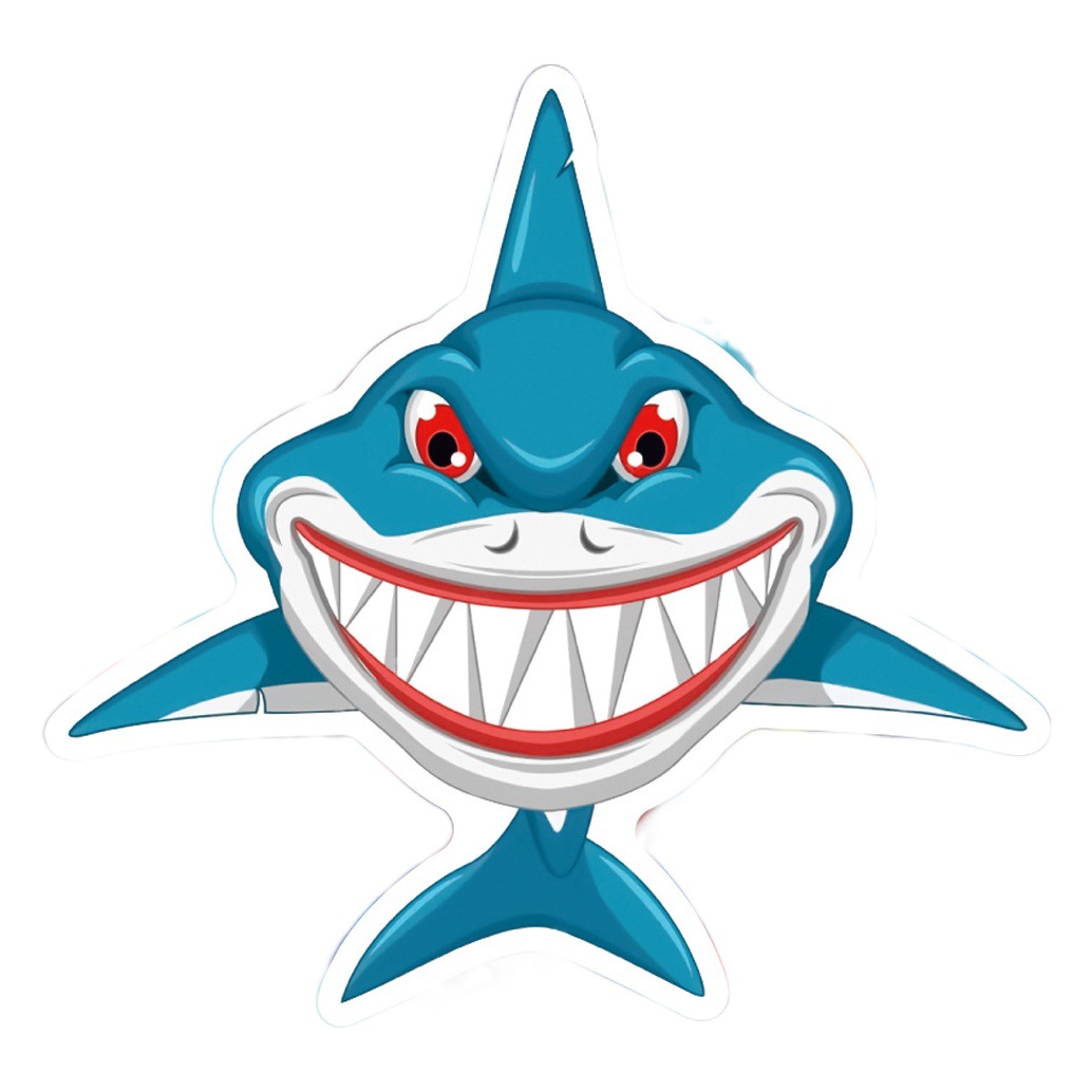 50 cross-border cartoon shark graffiti stickers luggage skateboard helmet toy phone case pvc waterproof stickers