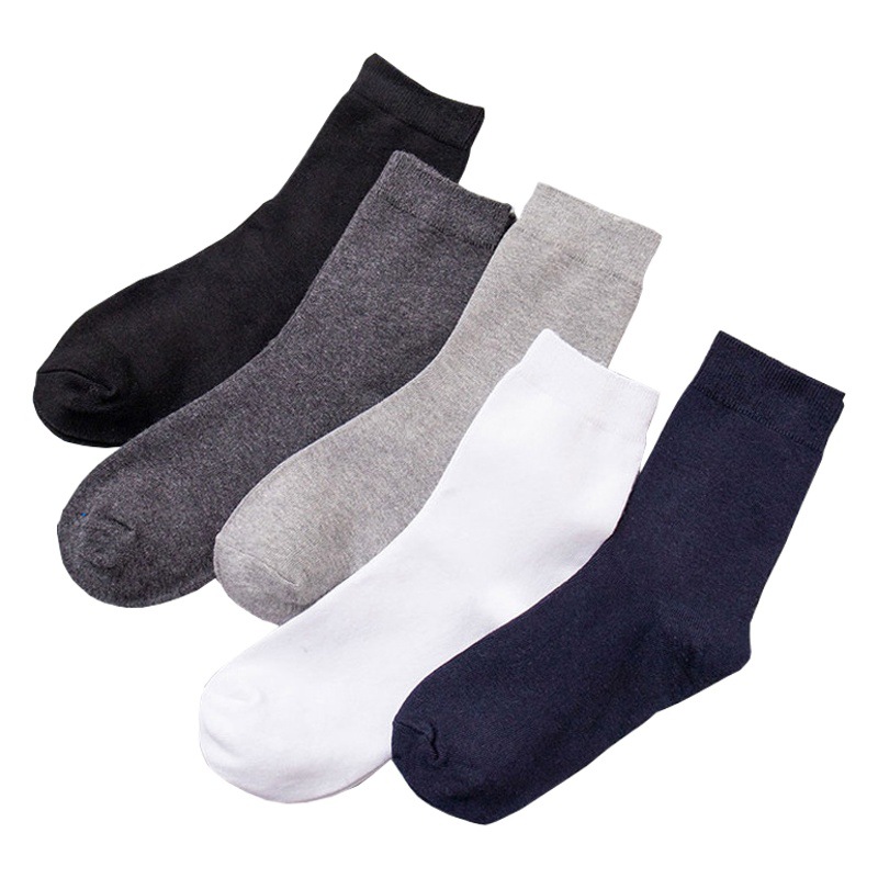 Socks men's cotton socks breathable sweat-absorbent deodorant stockings spring and summer solid color black and white business casual men's new