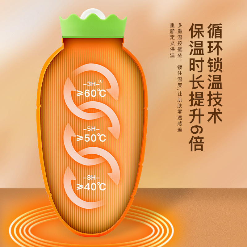 Picture of in stock large carrot hot water bag 1000ml large capacity platinum silicone warm water bag filling microwave heating