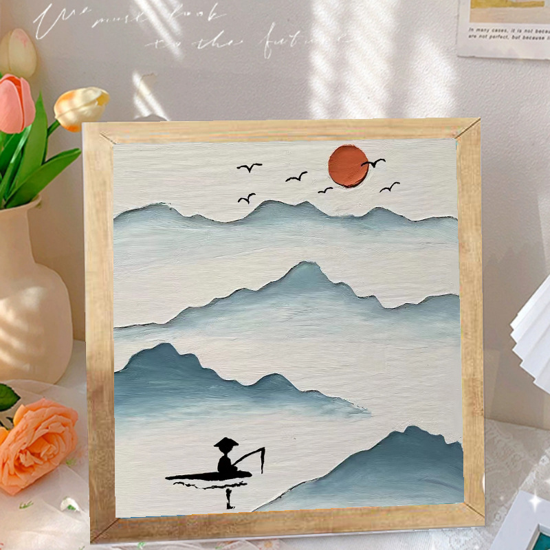 Picture of Solid wood picture frame diy handmade texture painting material package creative three-dimensional relief painting hand-painted digital oil painting decorative painting