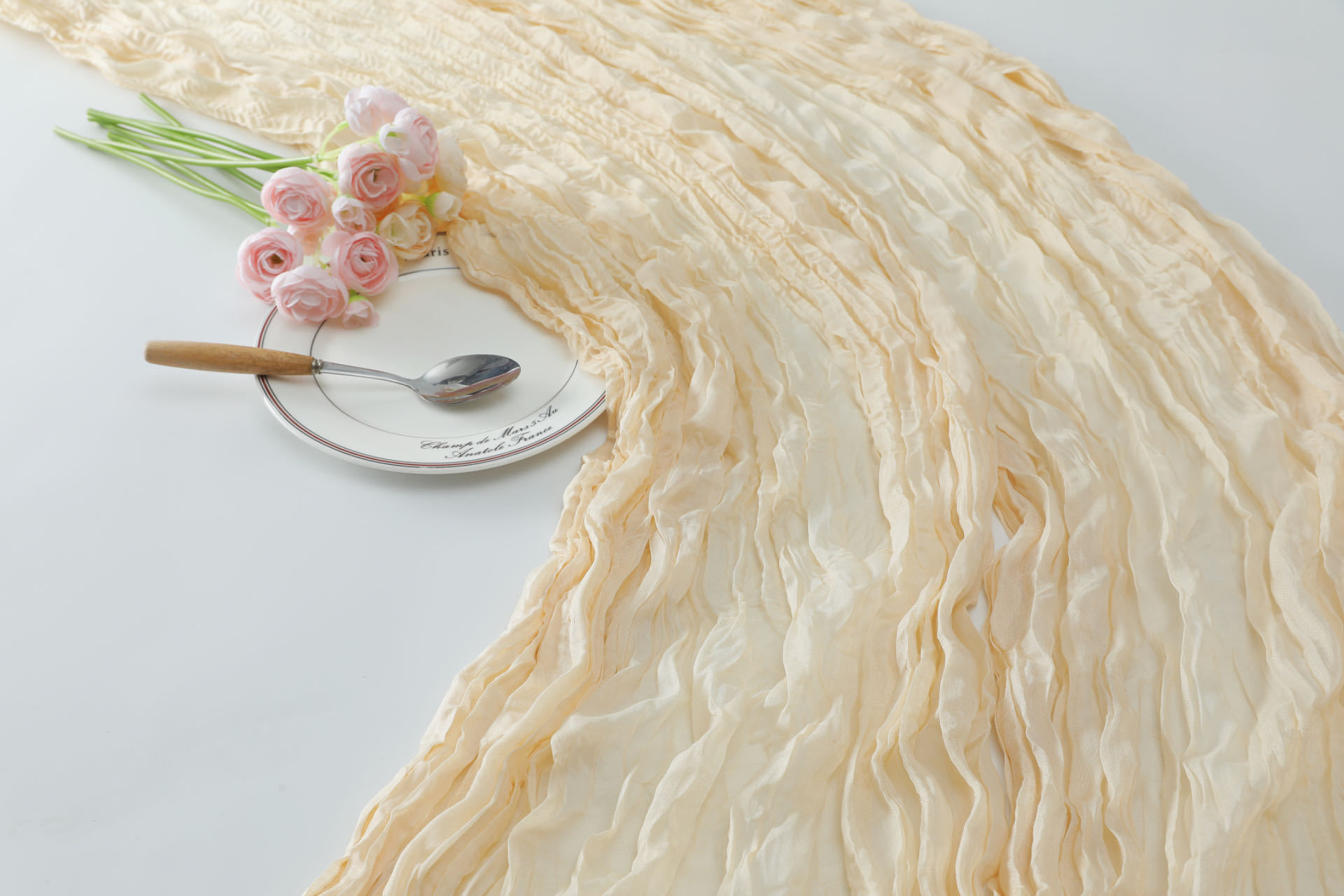 Picture of Cross-border Hot Home Birthday Party Decoration Bari Yarn Tablecloth Wedding Shooting Background Props Table Runner Wrinkled Cloth