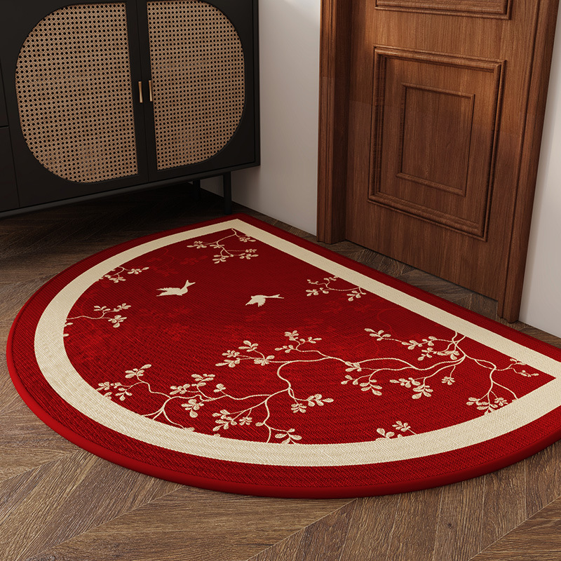 Red semicircle entrance door mat festive sand scraping dust removal foot mat porch home carpet entrance door mat
