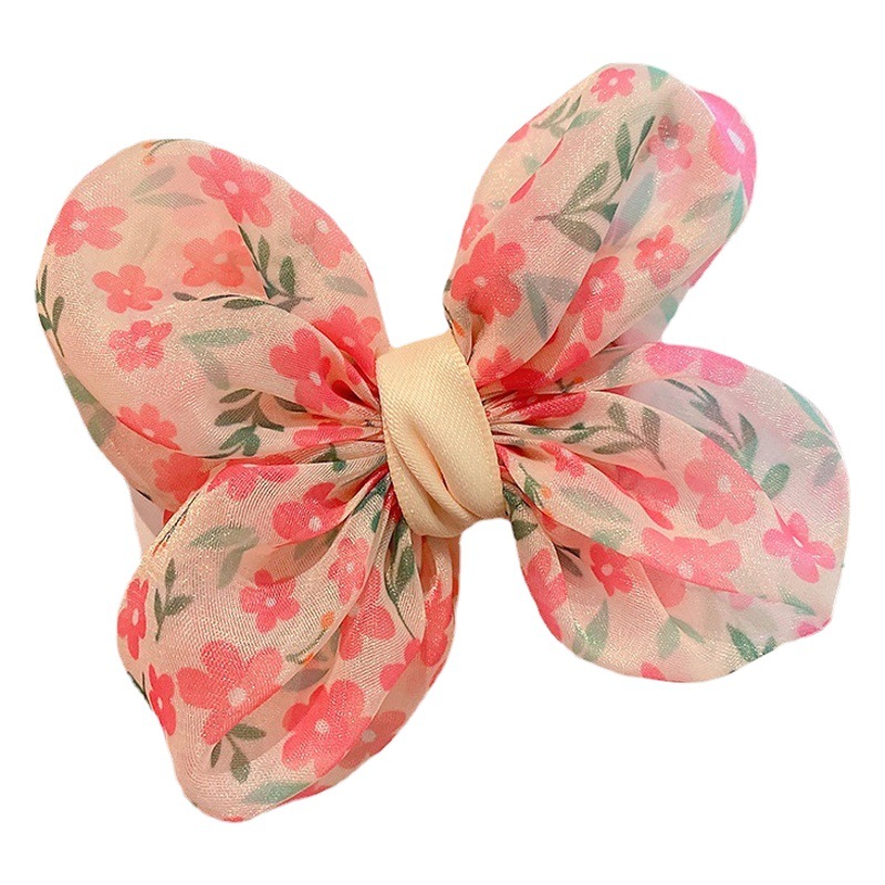 Children's Floral Bow Hairpin Girls' Hairpin Hair Accessories Head Clip Cute Baby Princess Top Clip Headwear