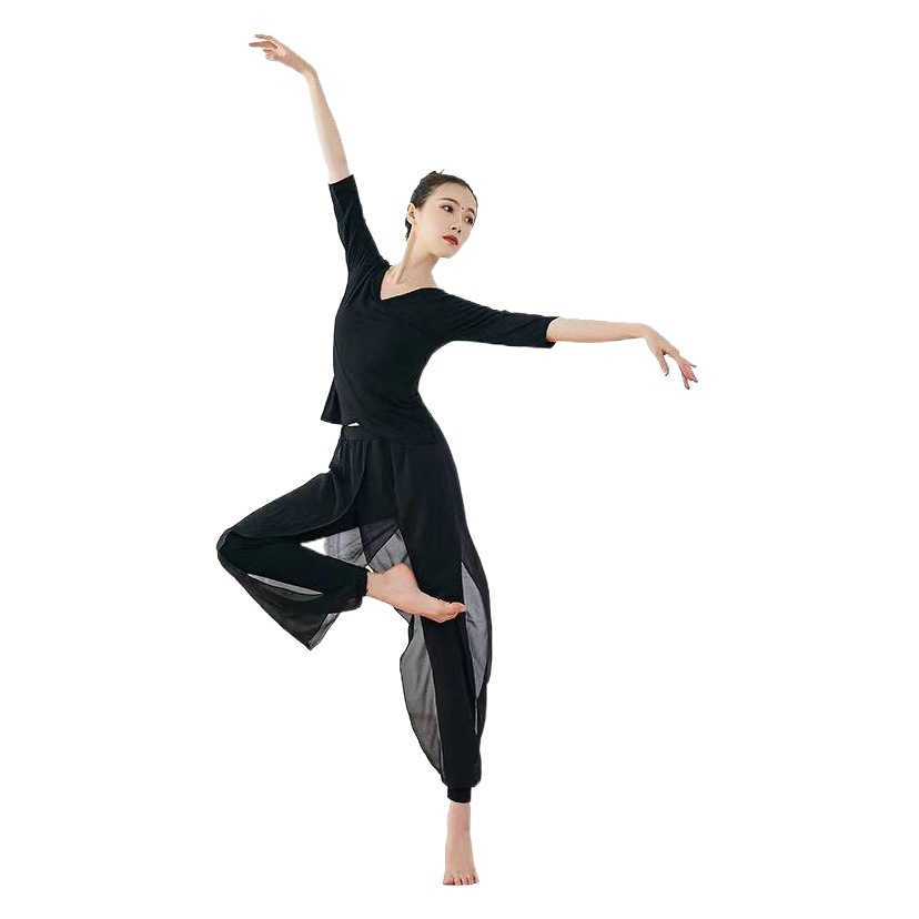 Yoga Performance Costume Dance Rhyme White Fashion Mesh Group Modal Women's Dance Outfit Set Comfortable and Breathable