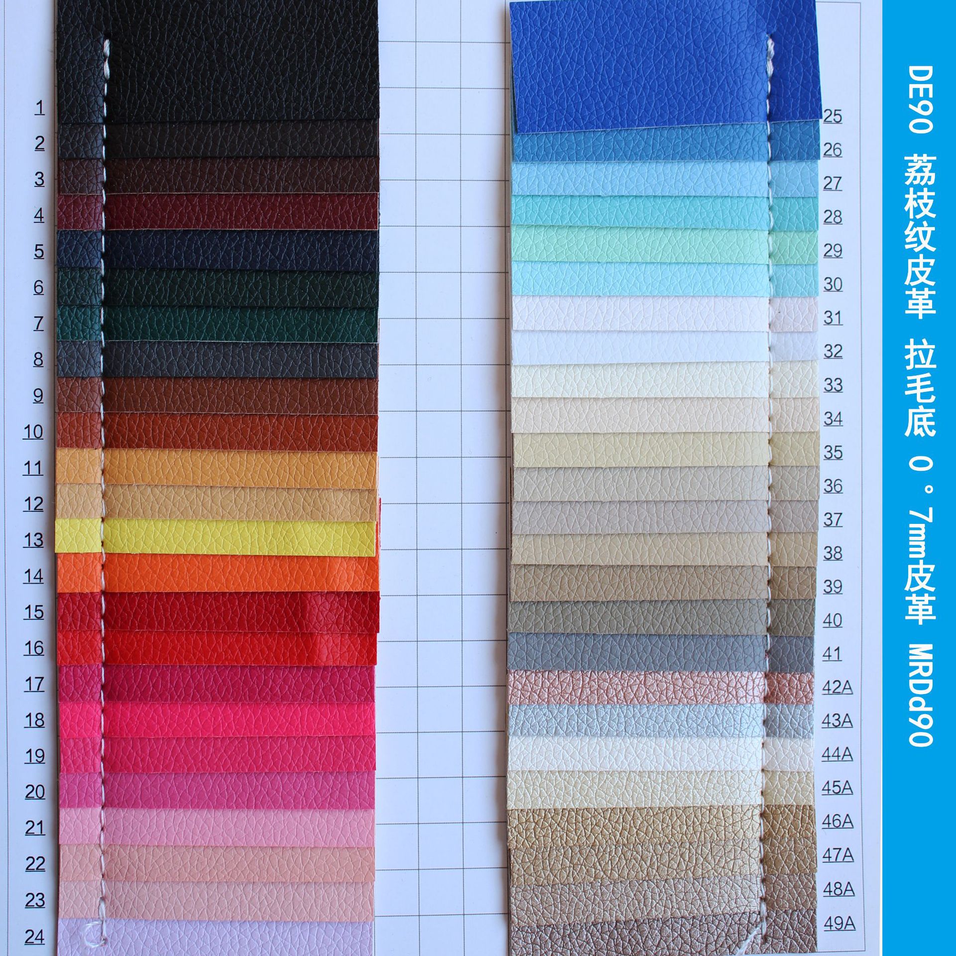 Picture of Factory spot DE90 litchi grain leather matte napped bottom 0.7mm luggage half Pu artificial leather