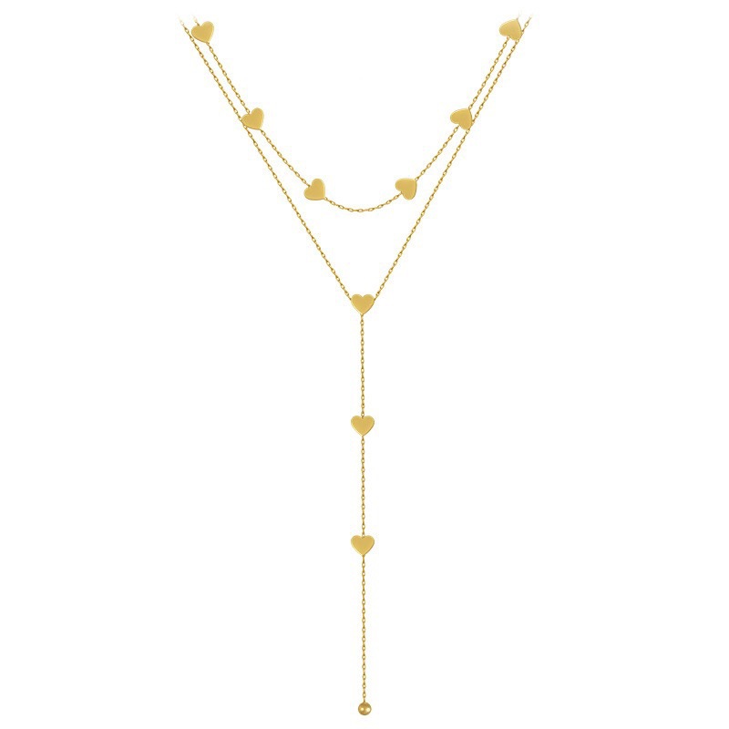 Picture of Double-layer love titanium steel necklace women's all-match high-end non-fading jewelry wholesale clavicle chain niche necklace pendant