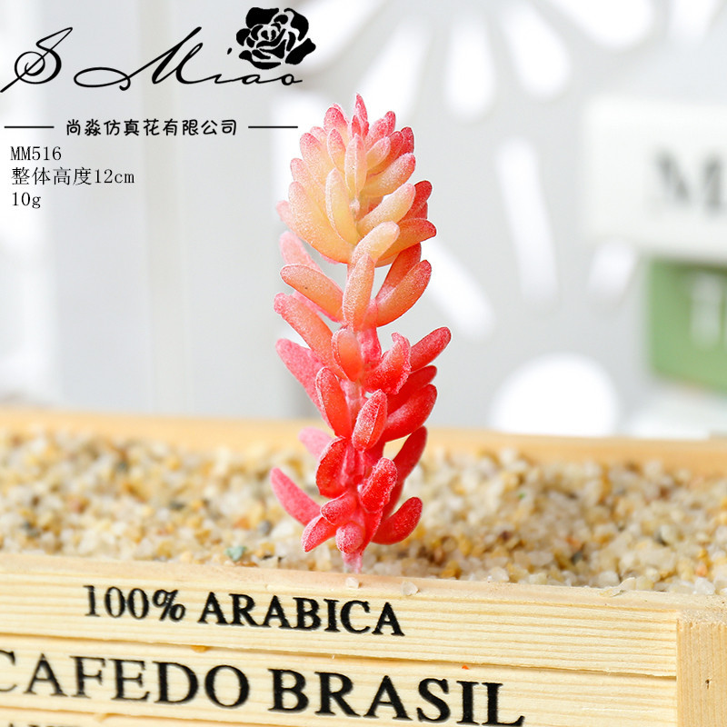 Picture of 006 Flocked Red Series Succulents Creative DIY Supplies Accessories Factory Direct Supply Wholesale Artificial Green