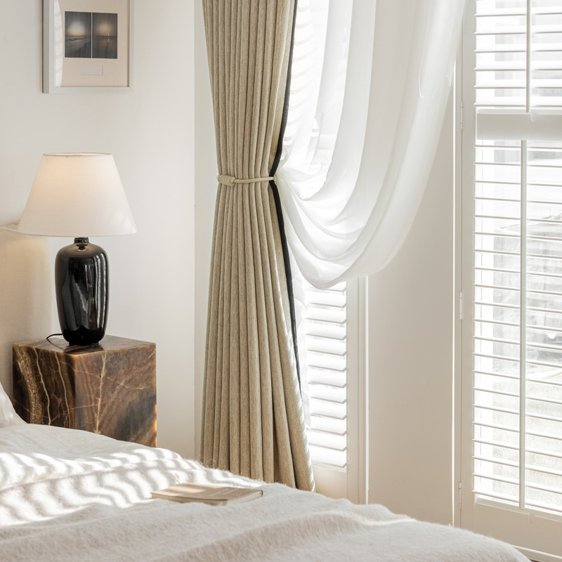 Picture of Coarse Hemp Curtain Bedroom Advanced Curtain Chenille Shading Living Room Curtain Cloth from Keqiao, Shaoxing