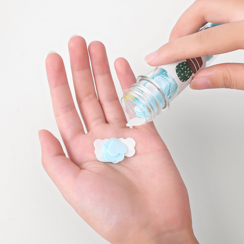 Picture of Outdoor portable hand washing travel disposable paper soap piece test tube soap Flower soap paper bottled Flower soap piece