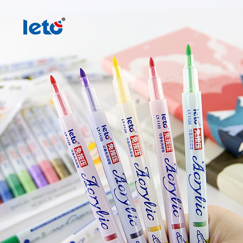 Press-free 6/12 color soft head acrylic marker pen student color graffiti DIY painting hand account waterproof marker pen