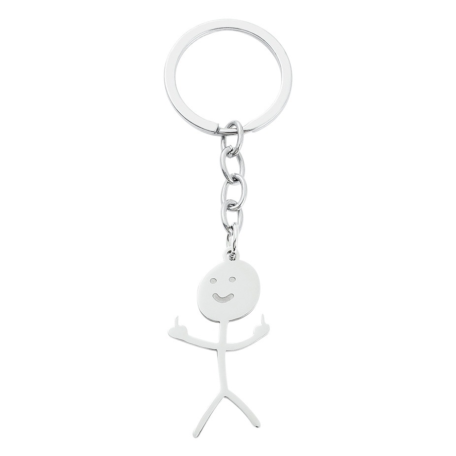 Amazon New Funny Doodle Stainless Steel Little Man Keychain Pendant Fun Graffiti Key Chain Hanging Ornaments