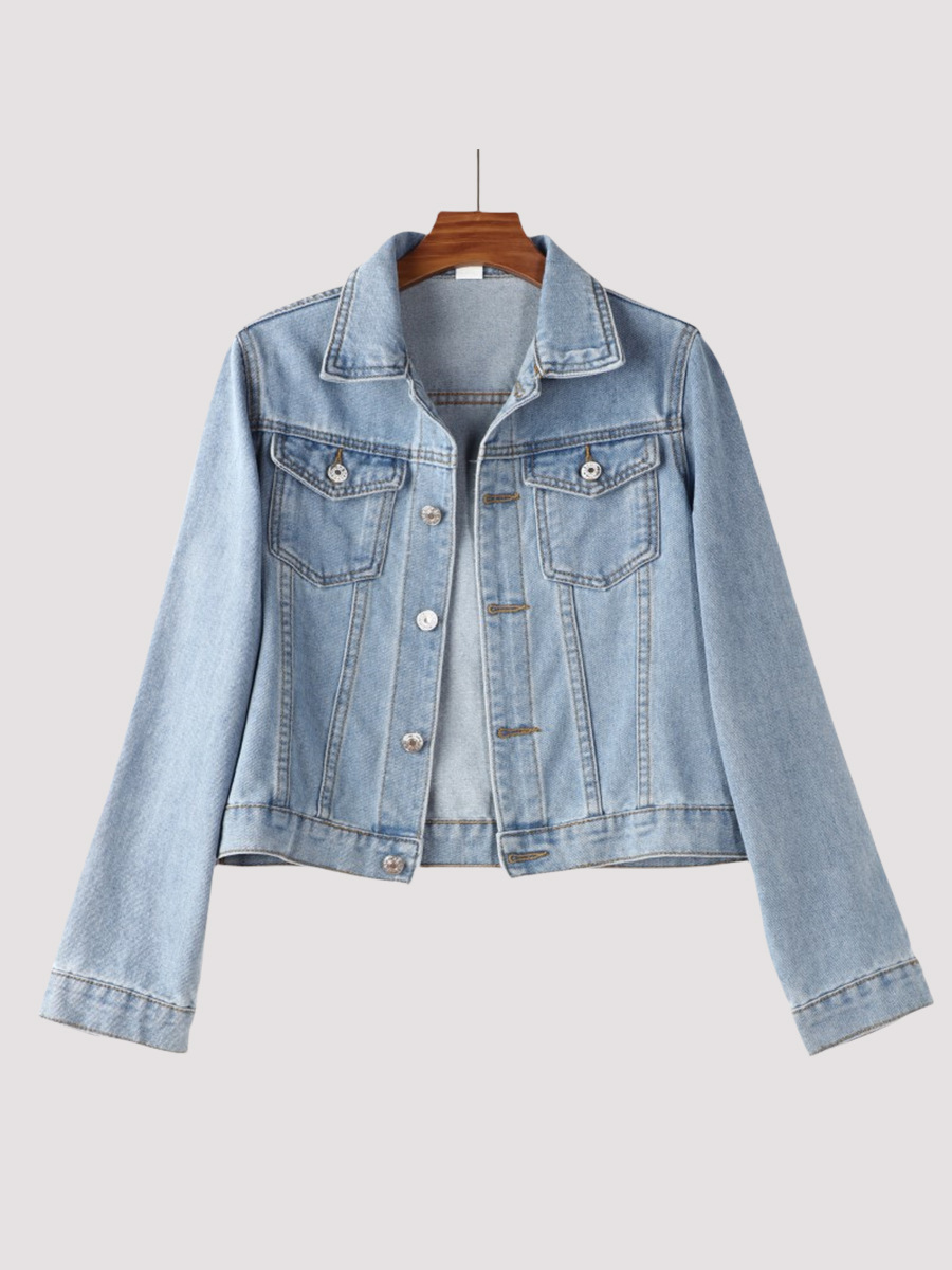 Picture of Vintage Denim Shirt Jacket for Women, Hong Kong Style Loose Denim Work Jacket, Trendy Popular Foreign Trade Jacket for Women