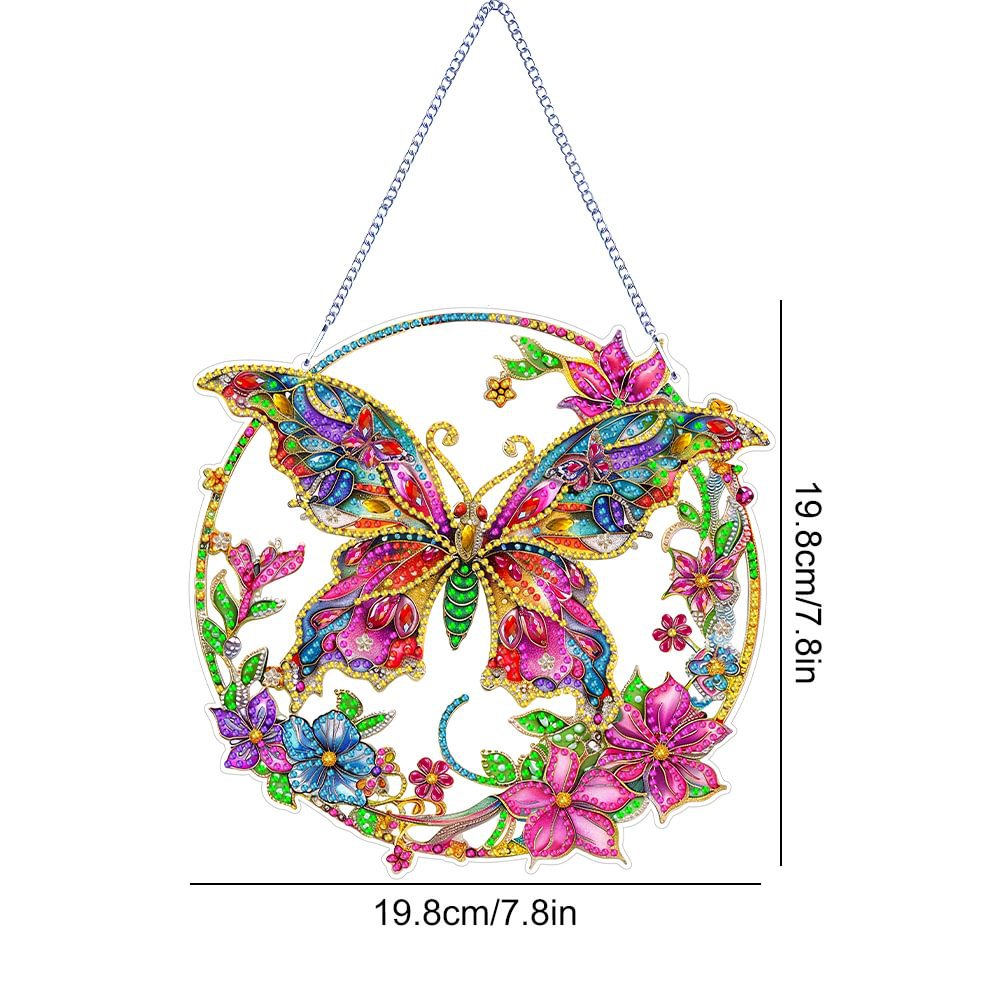 Picture of Cross-mirror new diamond painting acrylic material single-sided crystal diamond doorplate colorful butterfly style factory outlet