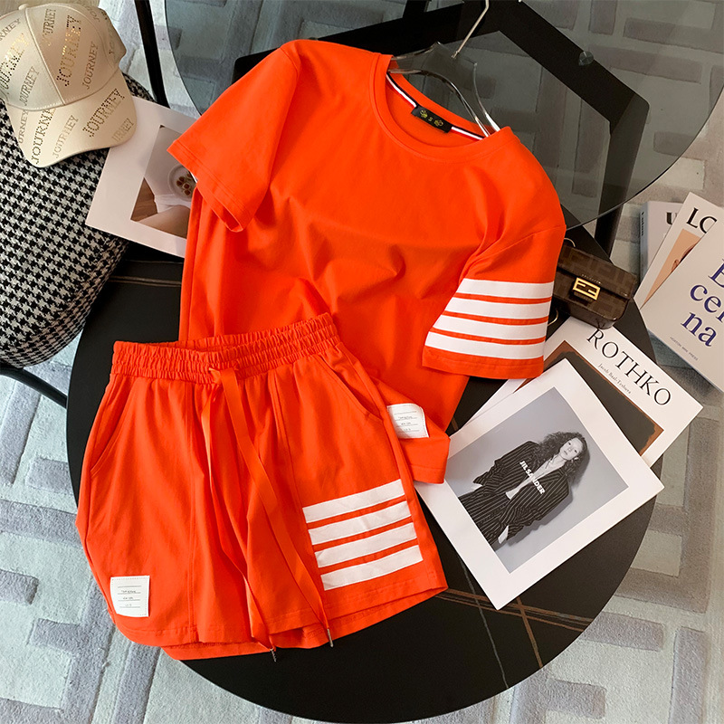 2025 Summer New TB Four Bar Sports Casual suit Women's Shorts suit Classic Fashion Two-piece suit Women