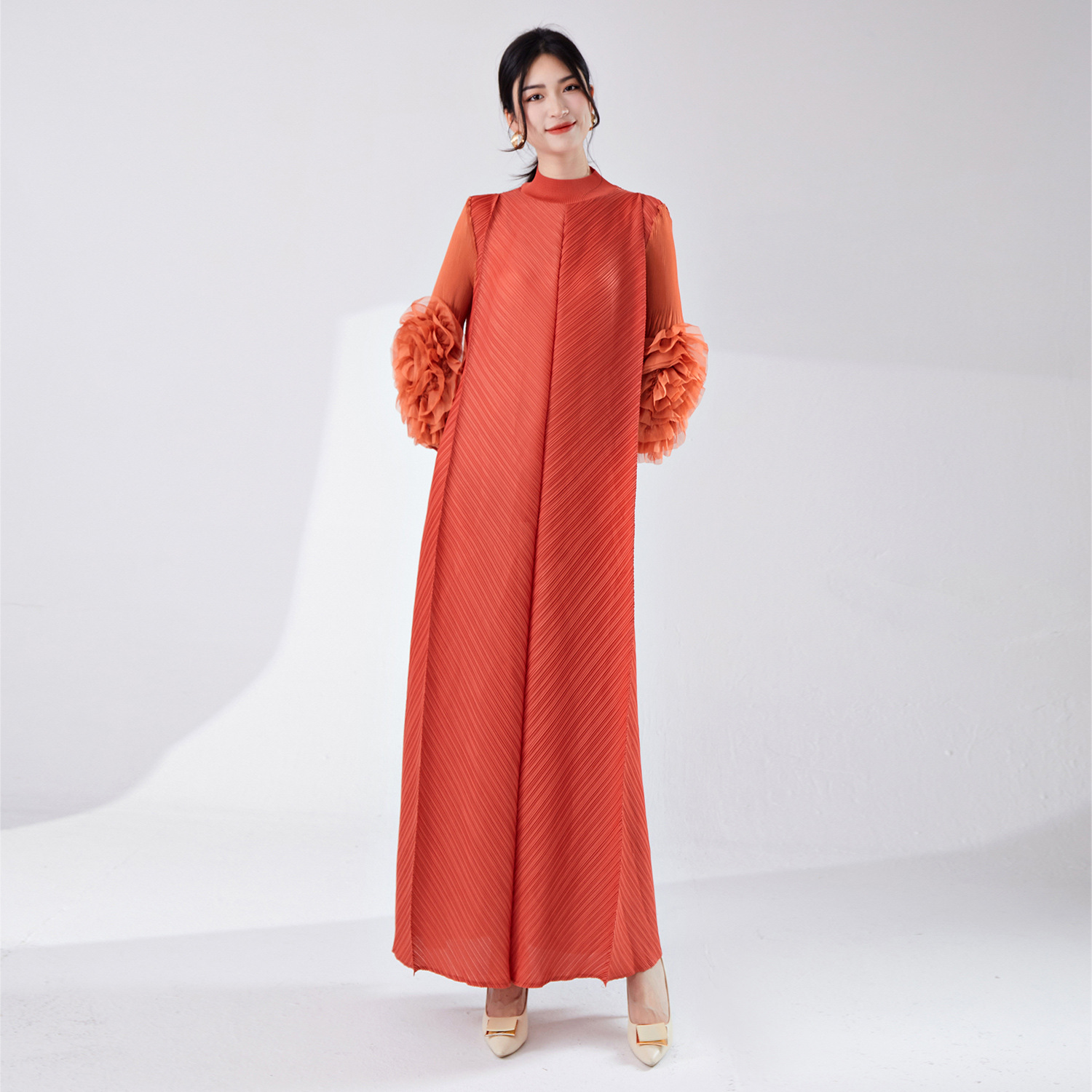 Picture of Cross-Border Aliexpress Popular Miyake Dress Long Skirt Loose Large Size High-End Women's Elegant Dress Skirt