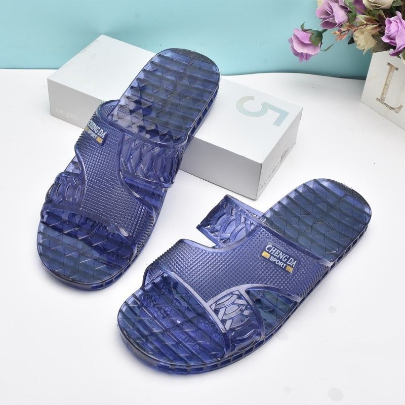 Vintage Crystal Bathroom Slippers Summer Men's Beef Tendon Transparent Non-Slip Deodorant Wear-Resistant Home Plastic Sandals