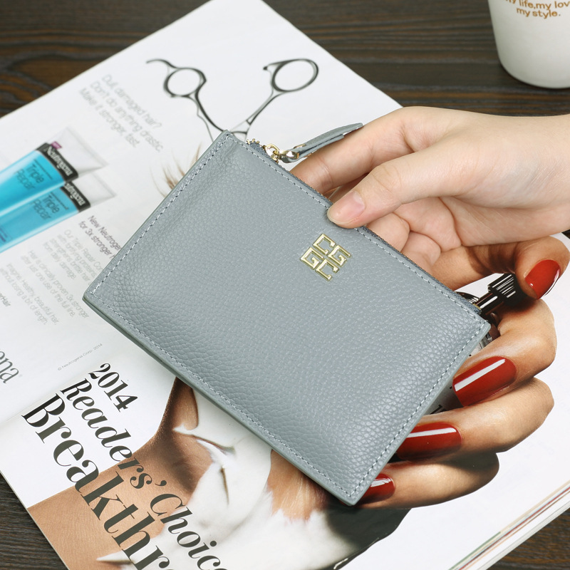 Picture of Vintage All-match Wallet Women's 2024 New First Layer Cowhide Card Holder Two-in-one Thin Multi-card Zipper ID Holder