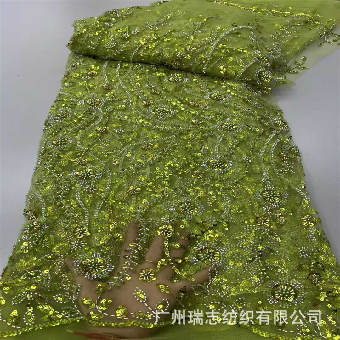 Picture of Full-Width Sequin Embroidered Fabric Lace Ethnic Lace Fashion Banquet Dress Fabric Embroidery Lace