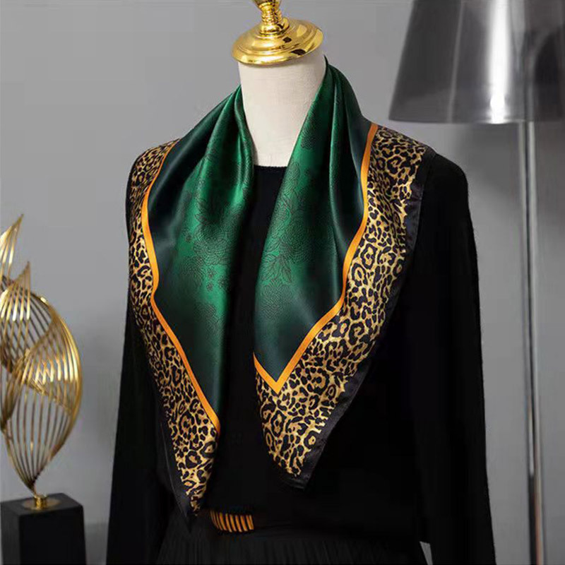 Korean Fashion Imitation Silk Brocade Satin Scarf Women's 90cm Large Square Spring and Autumn Accessories Professional Decorative Small Scarf