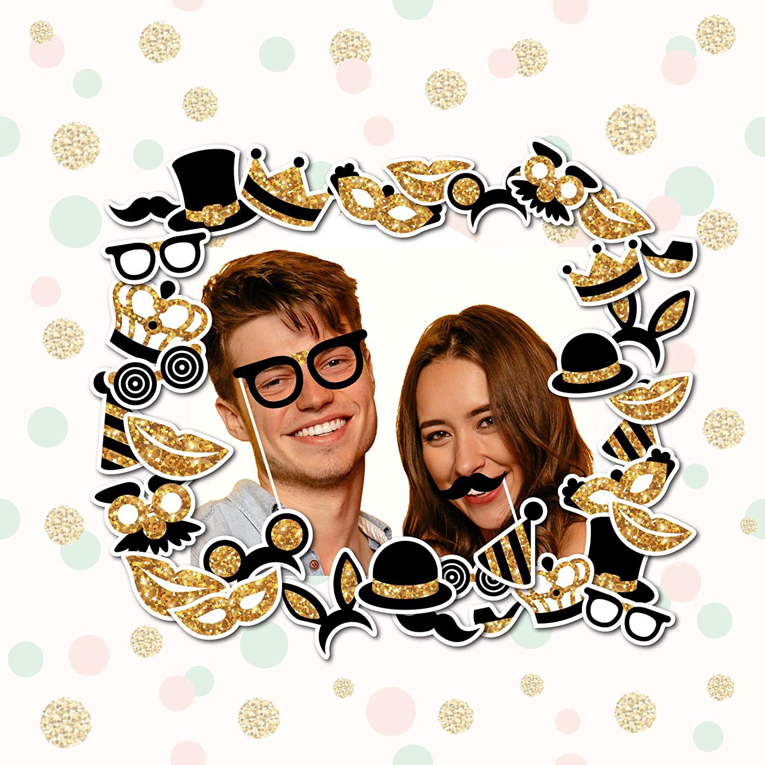 Picture of Cross-border Explosions Wedding Birthday Party Decoration Funny Game Hat Lips Beard Graduation Photo Props