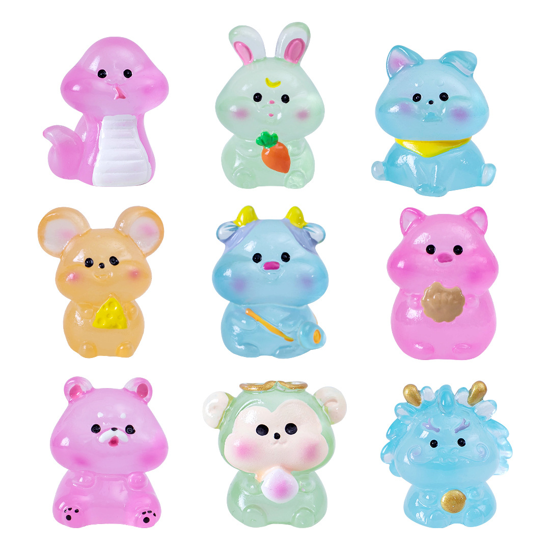 Picture of Micro landscape creative cute luminous twelve zodiac animal doll decoration accessories car desktop small ornaments