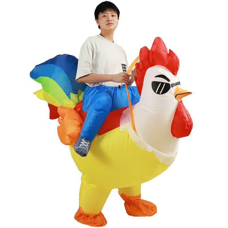 Picture of Halloween Costume Big Red Rooster Inflatable Suit Family Inflatable Costume Blue Rooster Inflatable Suit Performance Doll Suit