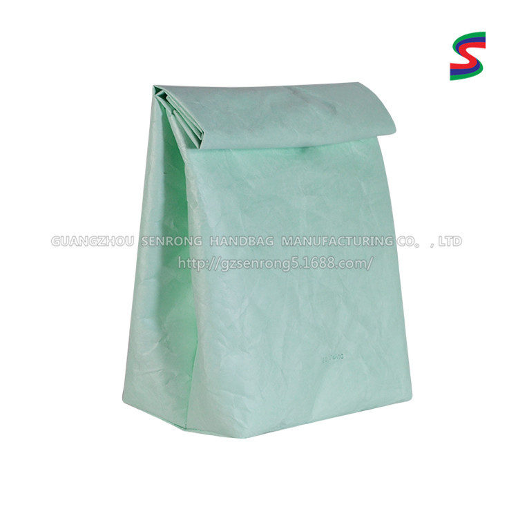 Customized Creative Tear-Resistant Paper Bag Mobile Phone Bag Senrong Kka Daily Groceries Velcro Dupont Paper Roll Flap Pocket Pants