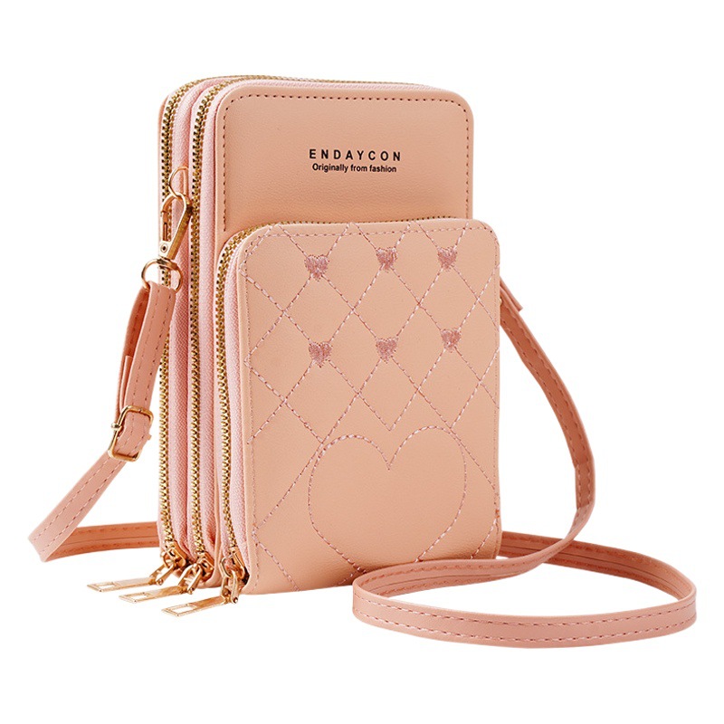New Large Capacity Multi-functional Fashionable Simple Shoulder Bag Crossbody Three-layer Zipper Mobile Phone Bag Women's