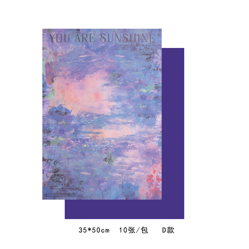 Picture of Ximeng Garden oil painting wrapping paper purple double-sided printing high-grade flower bouquet wrapping paper manufacturers wholesale