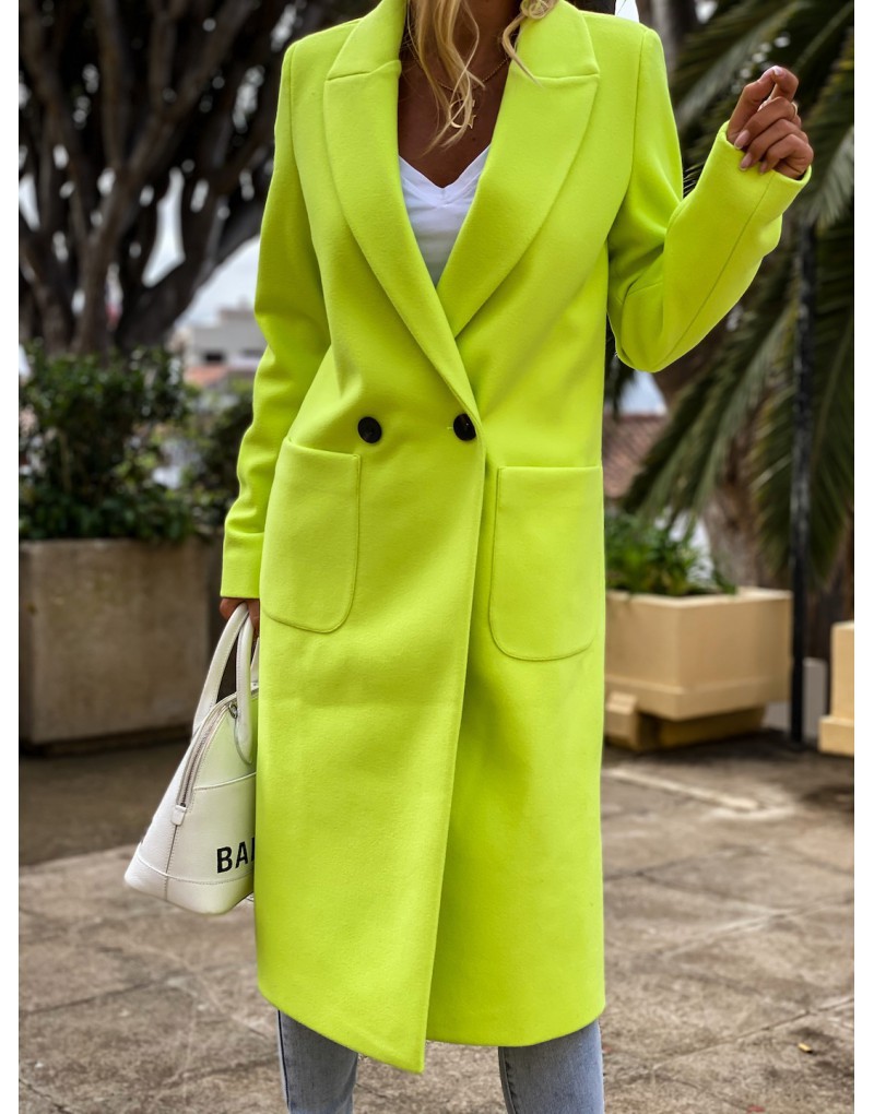Picture of Ebay AliExpress wish Explosions Europe and America Best Selling Candy Color Lapel Long Coat Woolen Coat Windbreaker Women