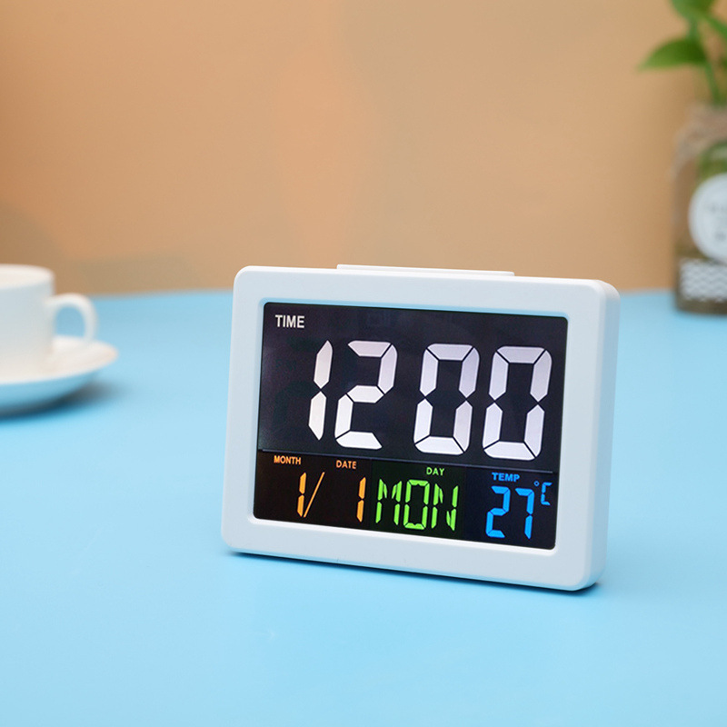 Picture of Color large screen LCD electronic clock desk clock with temperature alarm clock student alarm clock G2000 redisplay