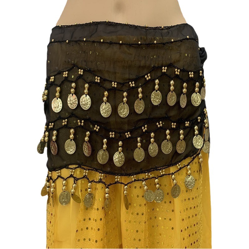 Ready Supply of Belly Dance Waist Chain Indian Dance Waist Scarf Belly Dance Hip Scarf Practice Practice Hip Scarf 72 Coins