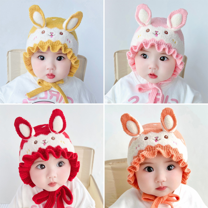 Baby Hat Autumn and Winter Super Cute Cute 6 Months Warm Ear Protection Knitted Wool for Boys and Girls Baby 1 Year Old Thickened