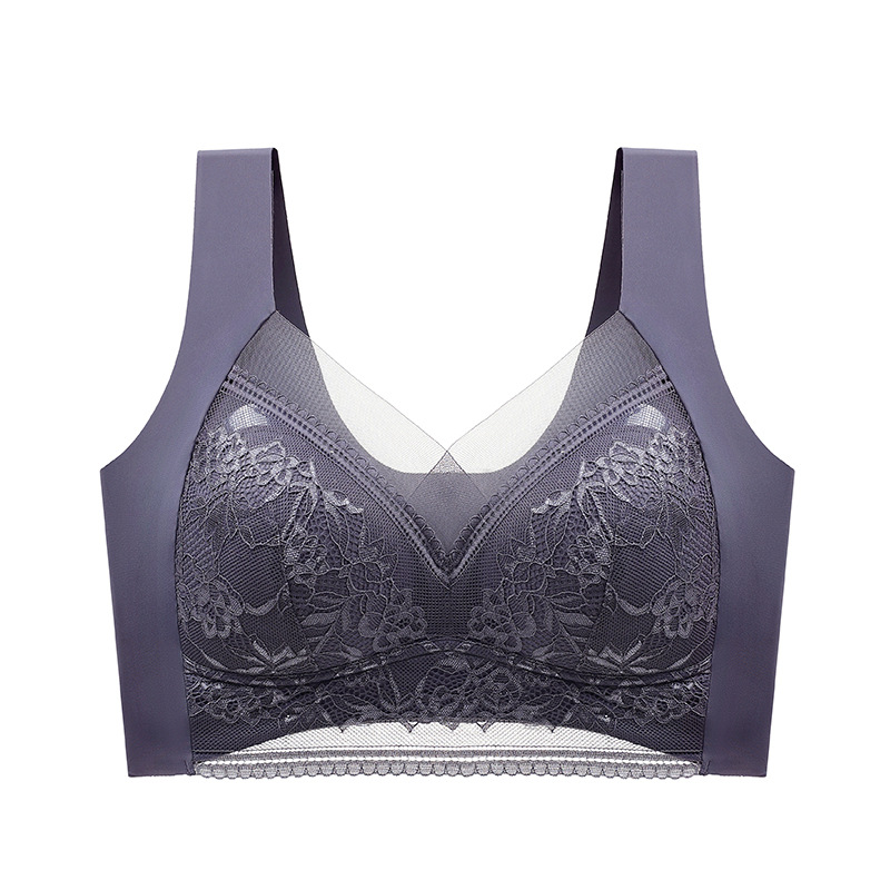 Picture of Gather Beautiful Back Lace Chest Wrap Vest Women's Non-steel Ring Fixed Cup Breast Recover Upper Bra No-mark Vest Bra