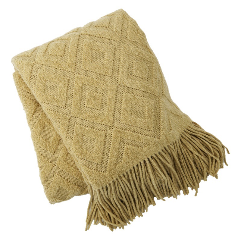 Blanket New Jacquard Knitted Bed End Towel Cover Blanket Sofa Blanket American Style Factory Hair in stock Autumn and Winter Blanket